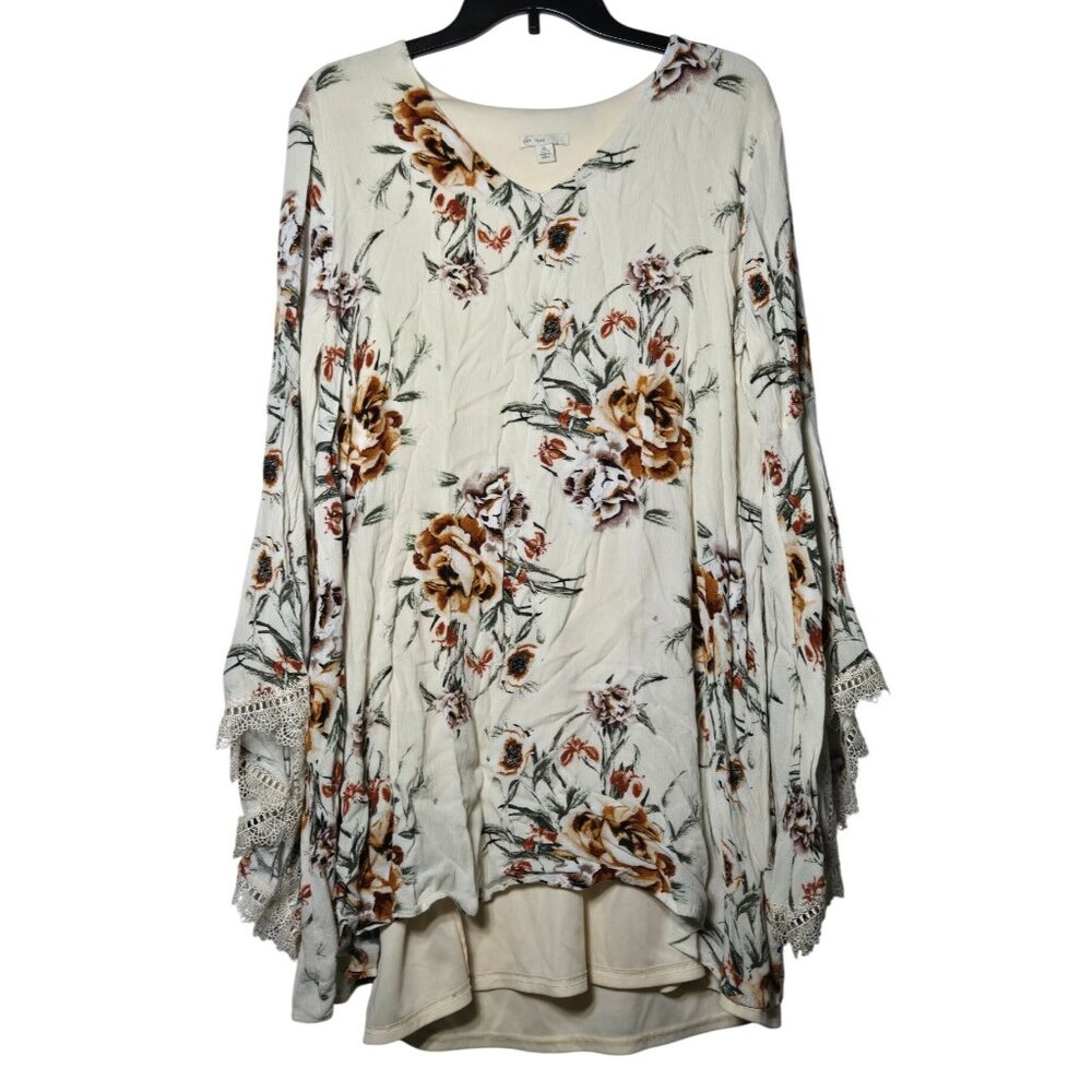 Cato Floral Bell Long Sleeve Mini Dress XL Lace Boho Dainty Coquette Feminine‎